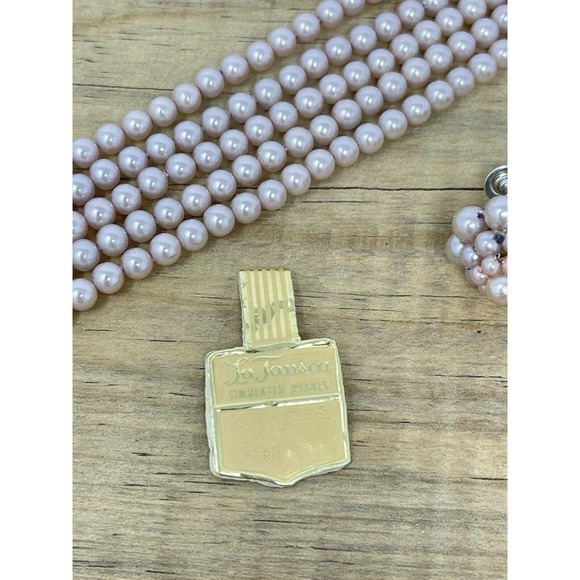 Vintage La Tausca Simulated 5 Strand Pearl Choker & Earrings Set - Picture 4 of 6